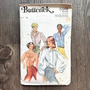 Vintage 1970s Butterick 5569 Sewing Pattern Womens Size S Set of Tops COMPLETE